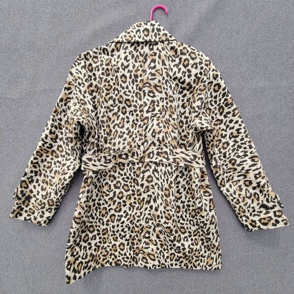 J Crew Collection XS Leopard Animal Print Short Belted Trench Coat BK634 - Picture 3 of 10